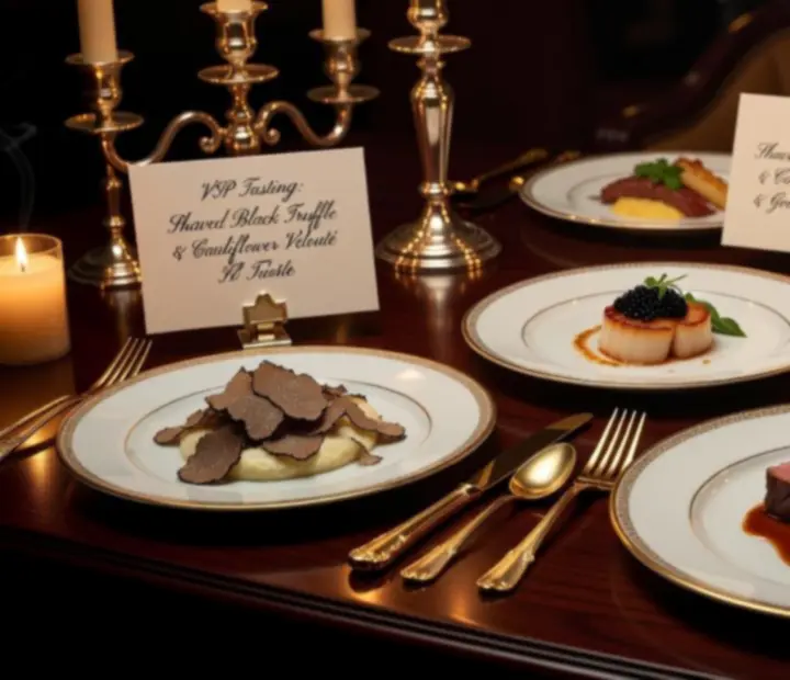 Exkluzivní VIP degustační menu servírované na elegantně prostřeném stole